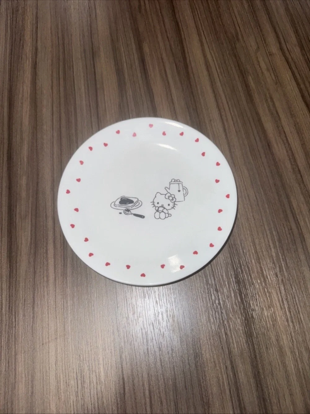 2 CT LOT NOS Corelle Hello Kitty Piece Salad / Dinnerware Plate 8.5” W Red Heart